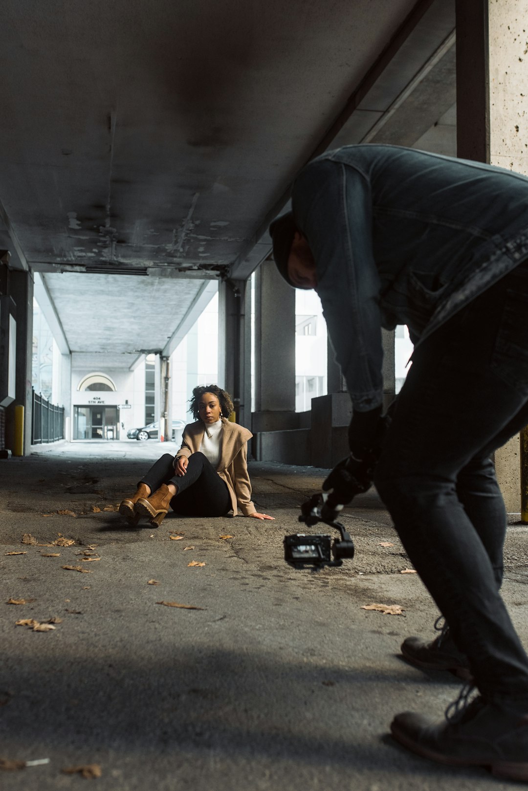 Model creating content at a photoshoot